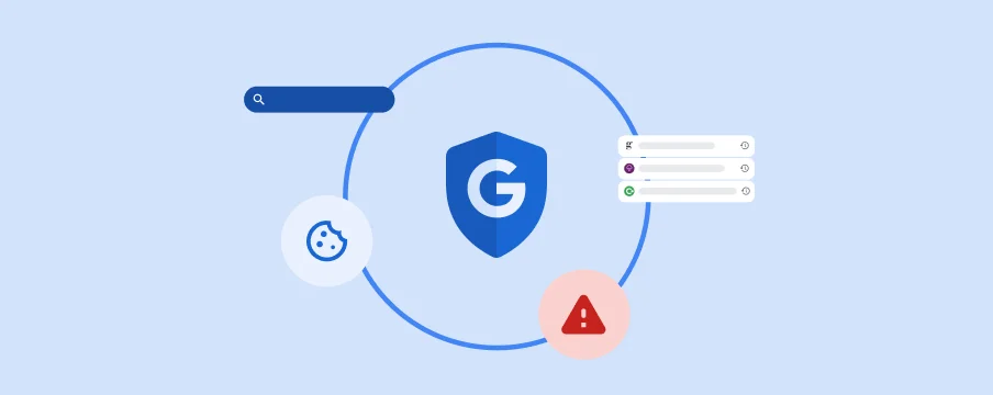 A Google badge surrounded by privacy-related icons implies that Google gives you control over your privacy online