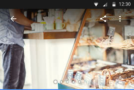 Пример профиля компании для пекарни на экране мобильного устройства